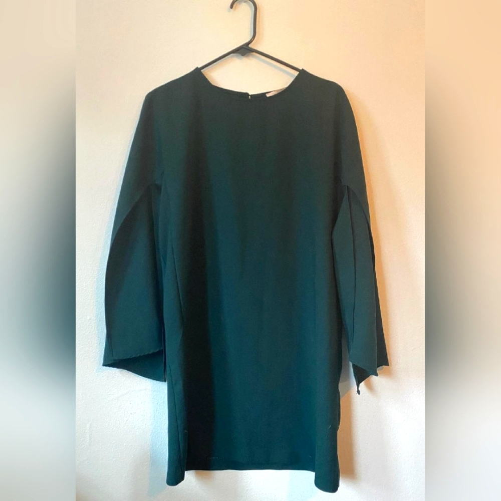 Forever 21 Contemporary, X-S, dark green, split sleeve, mini dress